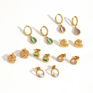 MW Trendy Personalized Love Jewelry 18K Gold Plated Stainless Steel Drop Earrings Irregular Shape Cut Out Heart Stud Earrings