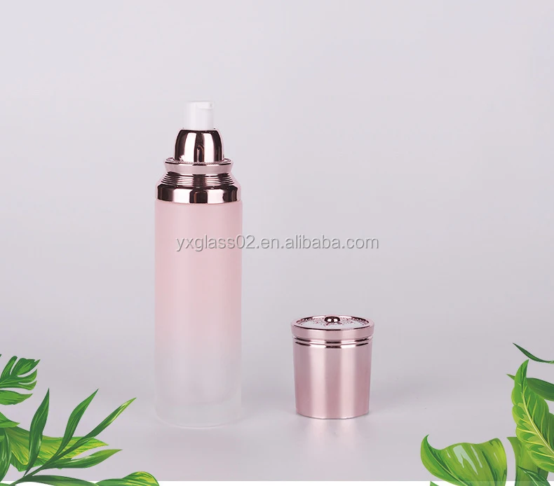 OEM high quality 30g50g30ml100ml120ml toner lotion serum cream skincare packaging cosmetic pink luxury glass container factory