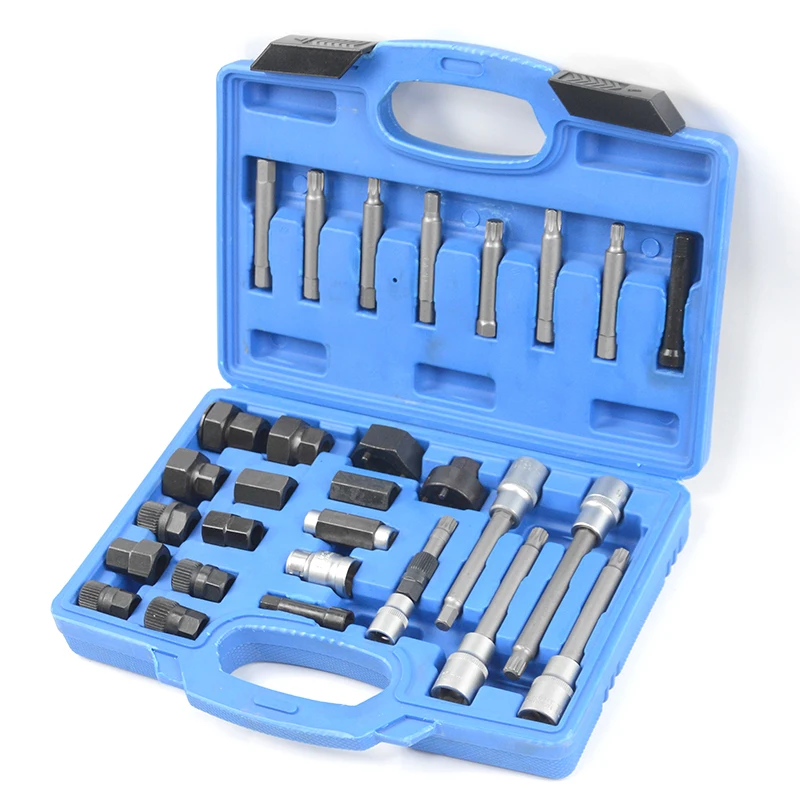 XCTOOL 30pcs Alternator Repair Tool Alternator Freewheel Pulley Puller Removal Socket Tool Kit XC8730