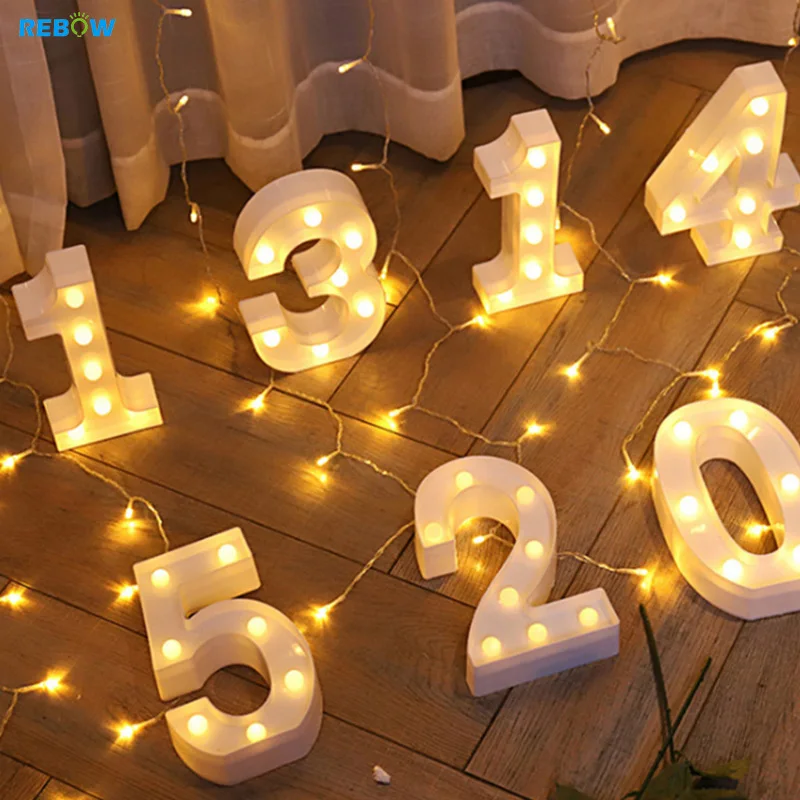Wholesale Custom Small Led  Number 3D Letter Light Battery Marquee Letters for Wedding Birthday Party Decoration
