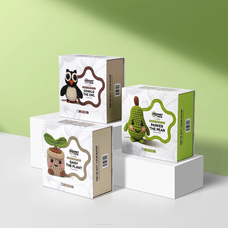 High-End Magnetic Closure Book Shaped Recycled Materials Crochet Starter Kit Gift Box