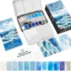 ชุดสีน้ำแบบแข็ง 12 สี - ทะเลสีฟ้าและท้องฟ้าสีฟ้า