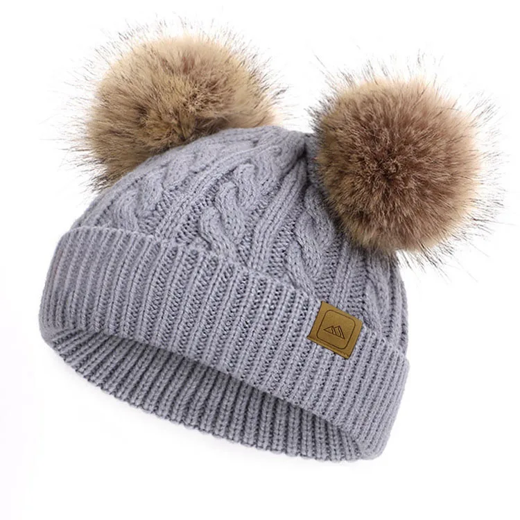 Wholesale Custom 100% Cotton Knit Winter Hats with Pom Pom
