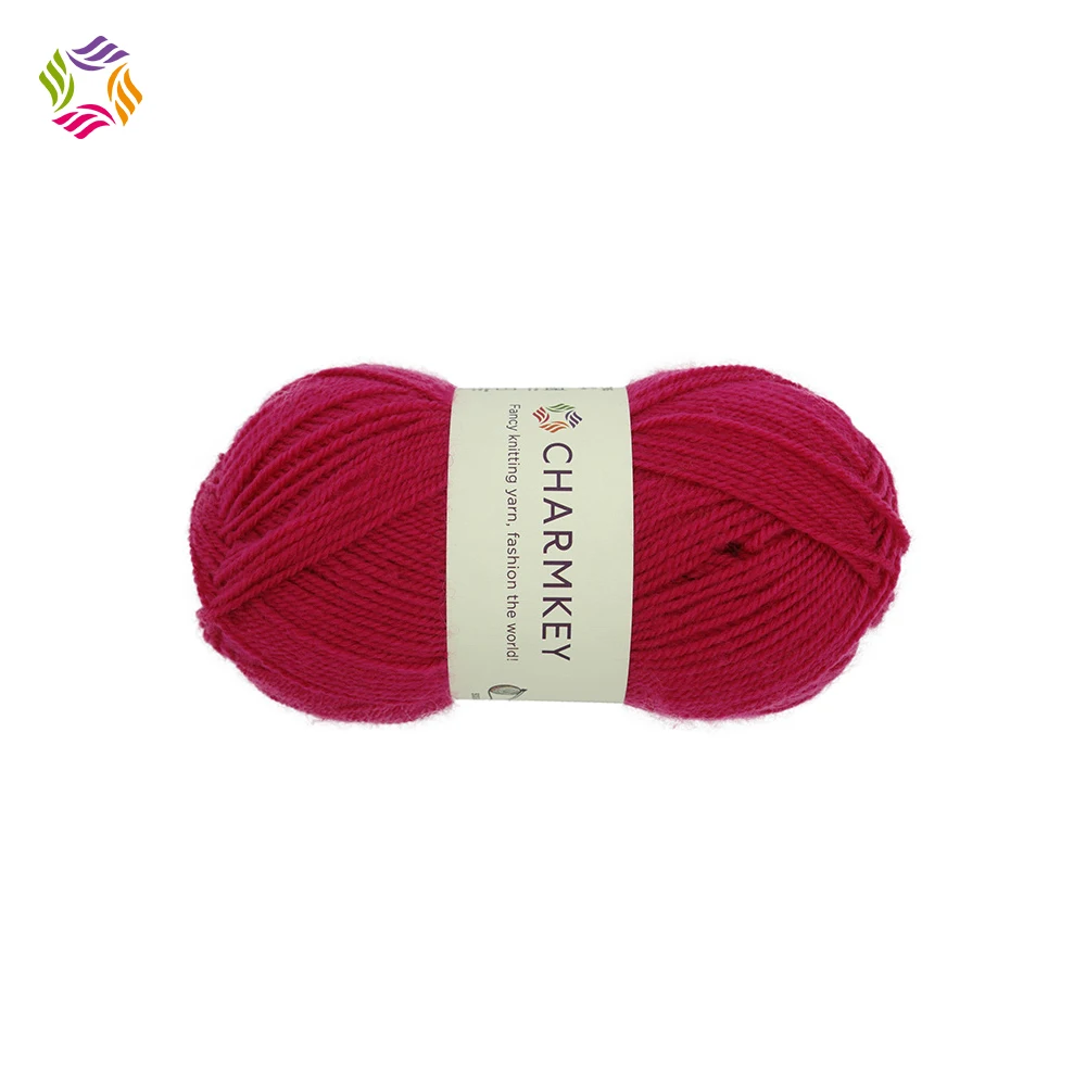 Charmkey wholesale 100% polyester cheap price double knit wool 8ply yarn