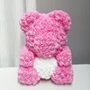 Medium pink holding white heart rose bear