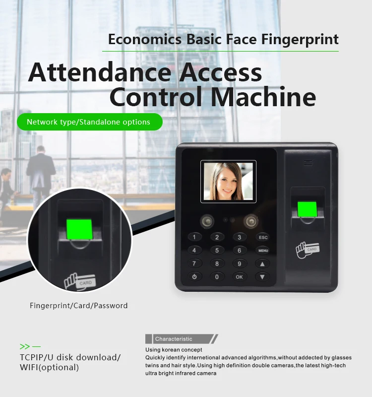 Employee Biometric Time Recording Face Recognition Time Clock In And Out Machine For Employee