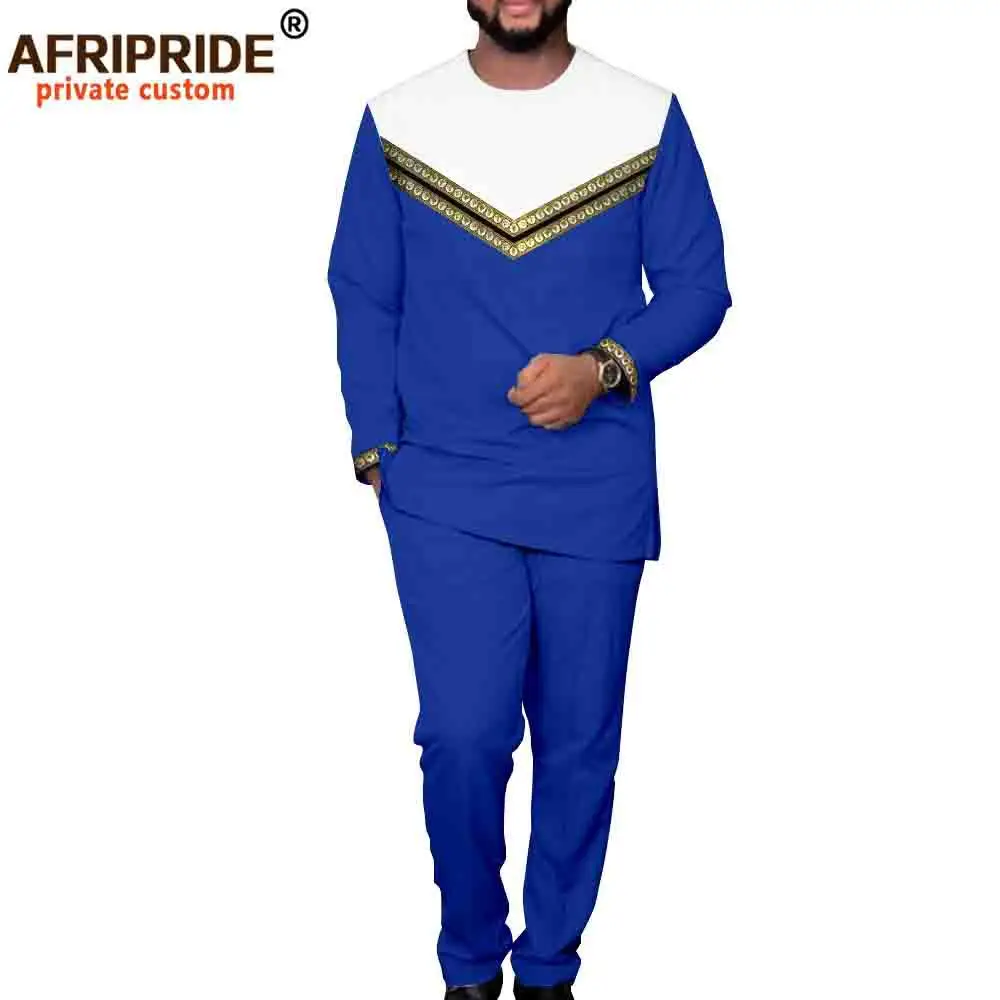 Custom Designed Multi-Color Dashiki Suit for Men Embroidered Long Sleeve Top and Pants for Summer Spring and Winter