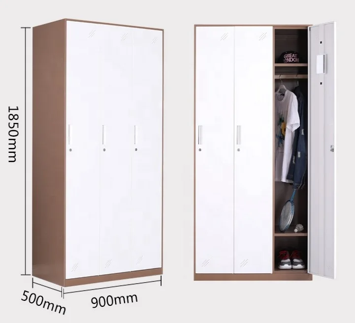 Metal 3 Door Wardrobe for Hotel /School/Home