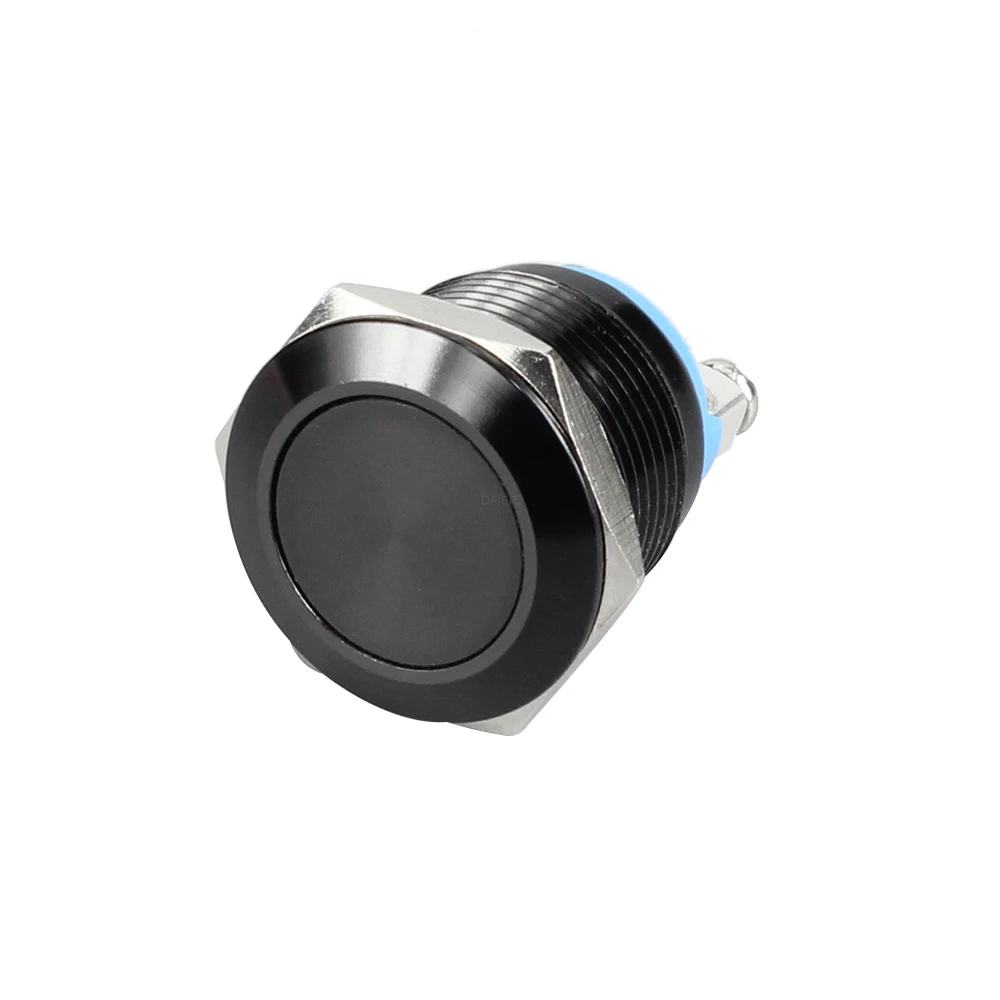 19MM Metal Push Button Switch ON-OFF Flat Button Push Switch 2Pin Momentary Push Button Switches with Screw Terminal
