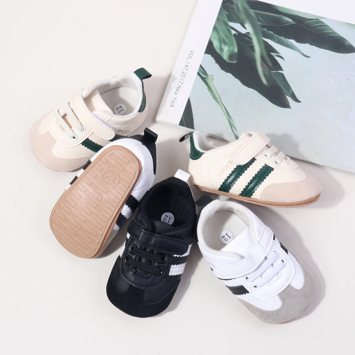 2025 New Unisex Baby Sneaker High Quality PU TPR Sole Anti-Slip Pre-Walk Shoes 0-15 Months Pre-Walk Flat Sneakers Fashionable