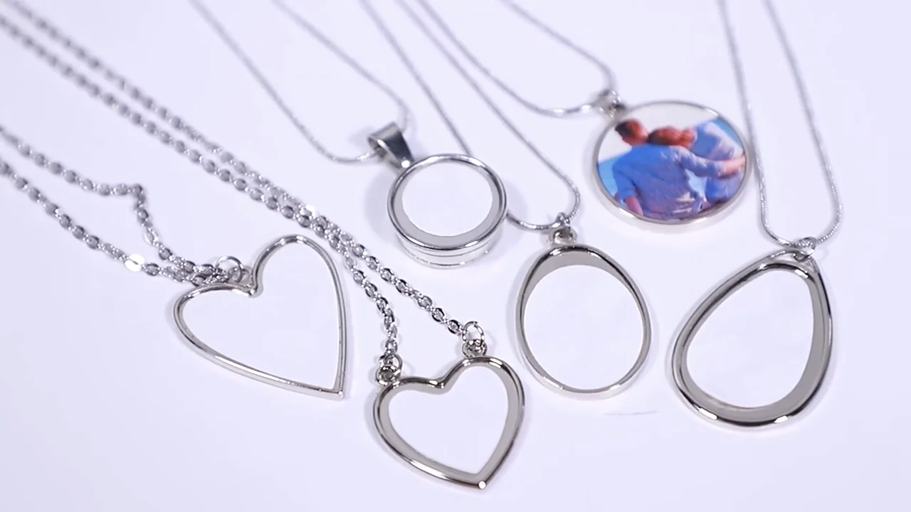 Diy Custom Fashion Jewelry Women Heart Shape Sublimation Blank Necklace