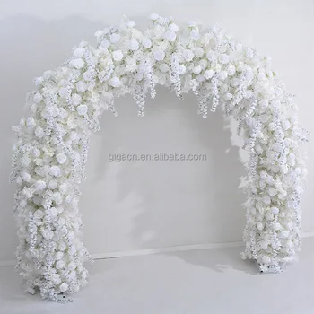 GIGA artificial flower row 2.4M white background stage layout  flower wedding decoration cherry blossom hydrangea rose arch