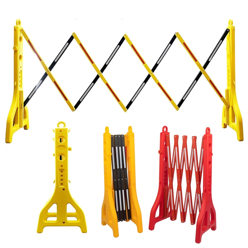 RELIANCER Expandable 98.4inch Safety Barricade,Retractable Security Barrier Water Filled Weighted Base,Adjustable Barricades