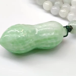 Natural Jade Bead Necklace with Peanut Pendant As a Fashionable Accessory