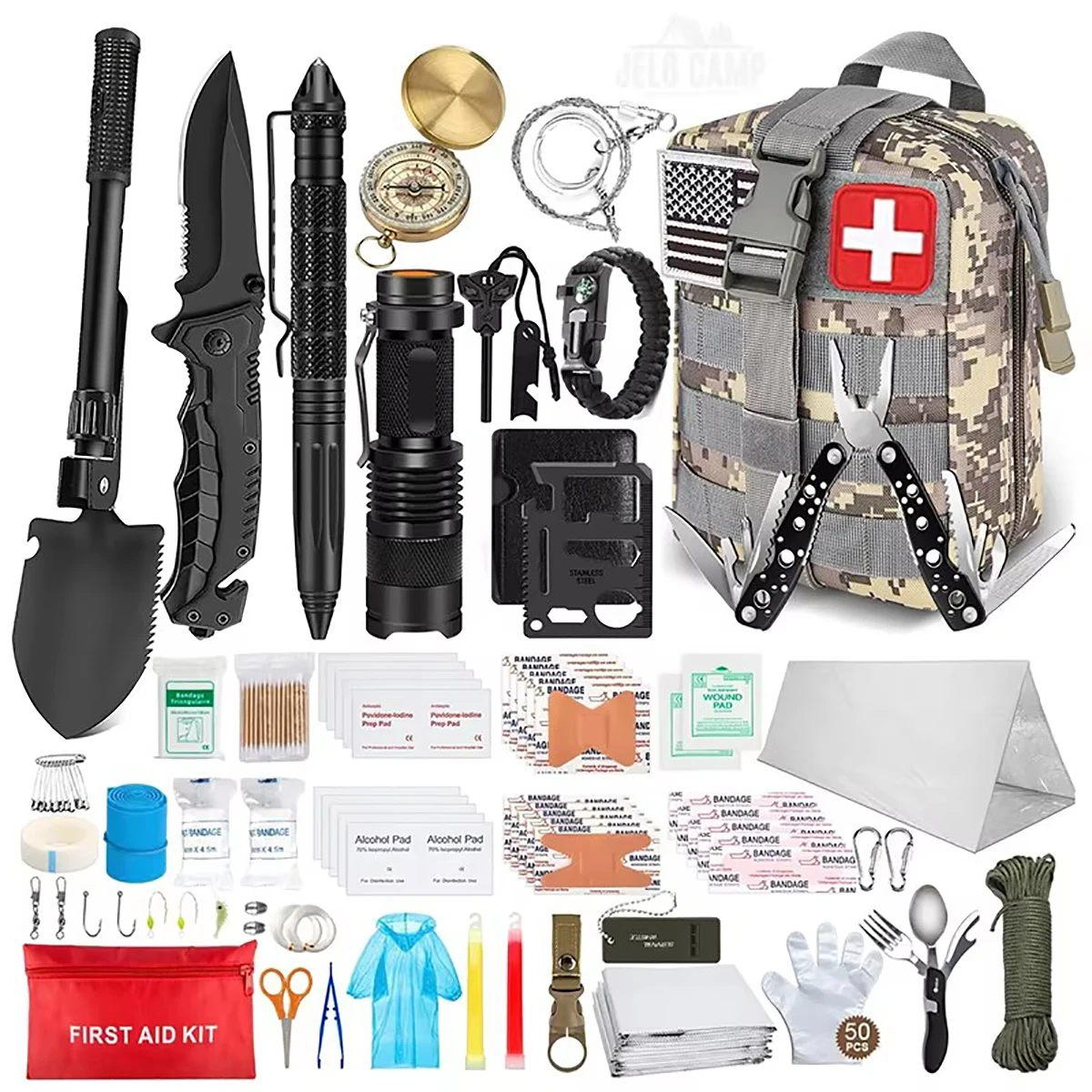 Professional Tactical Molle bag Survival Gear Tool Emergency Survival Kit and First Aid Kit Emergency Tent Earthquake Camping manufacture