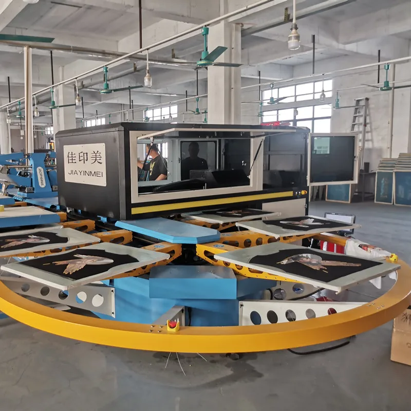 6 Color Automatic Rotary Carousel Tee Shirt Silk Screen Printing Machine