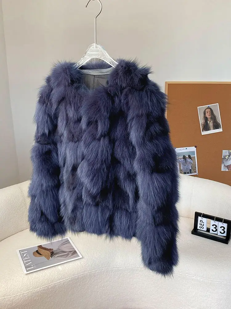 Wholesale Fashion Luxury Real Fox Pink Fur Coat Women Jacket Fluffy ...