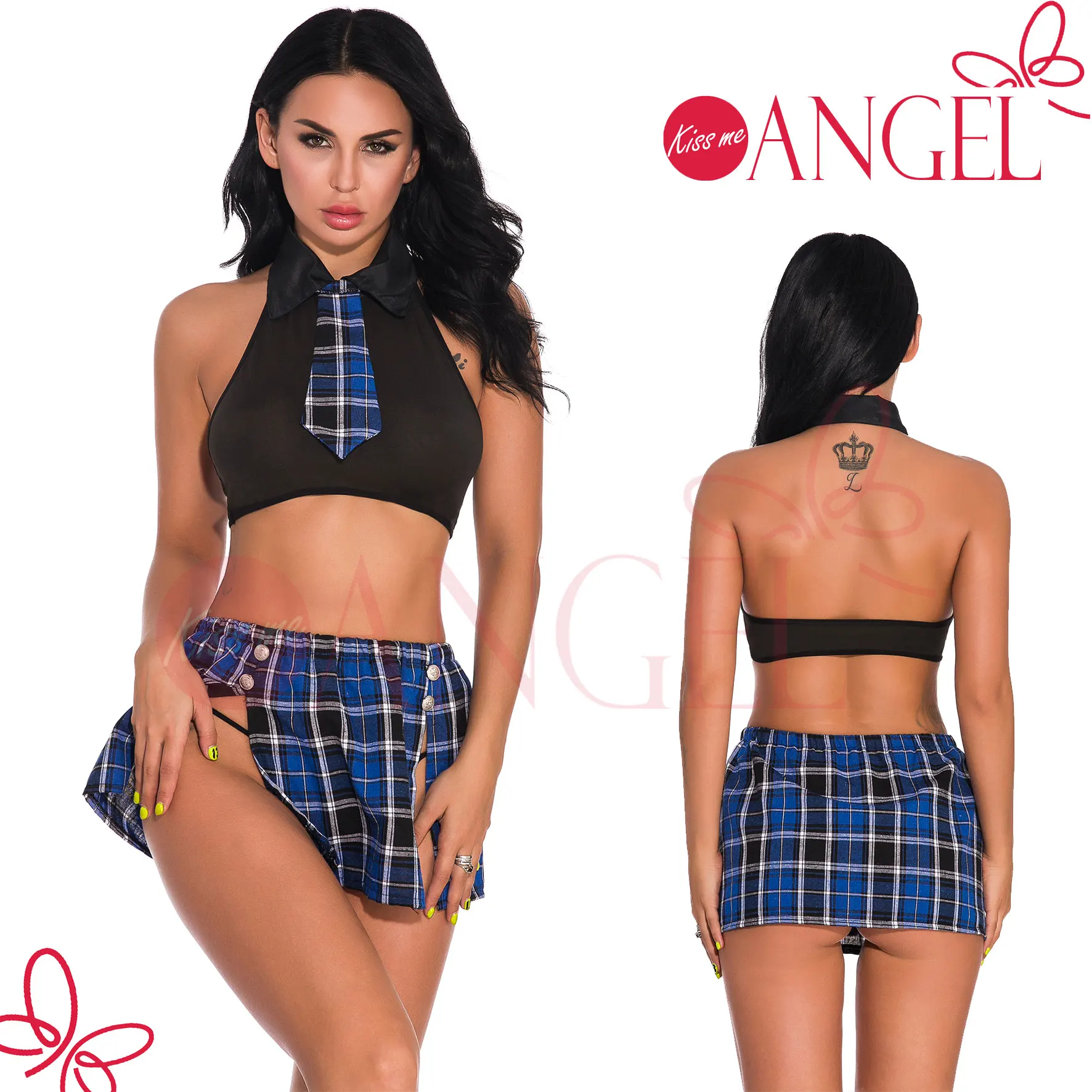 KISS ME ANGEL see through top short dress sexy naughty school girl sexy  costume| Alibaba.com