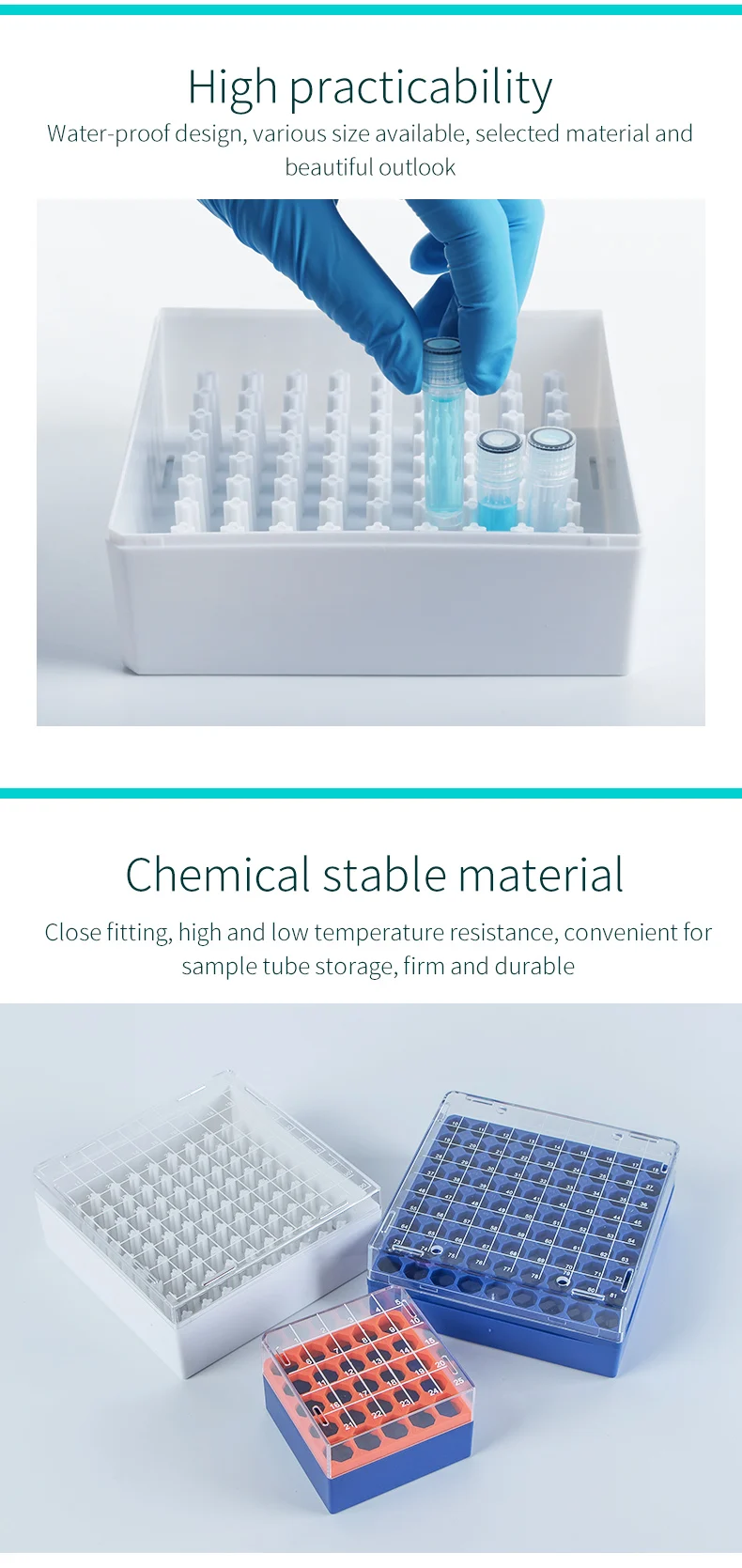 Polycarbonate Cryogenic Vial Storage Box for Lab Use
