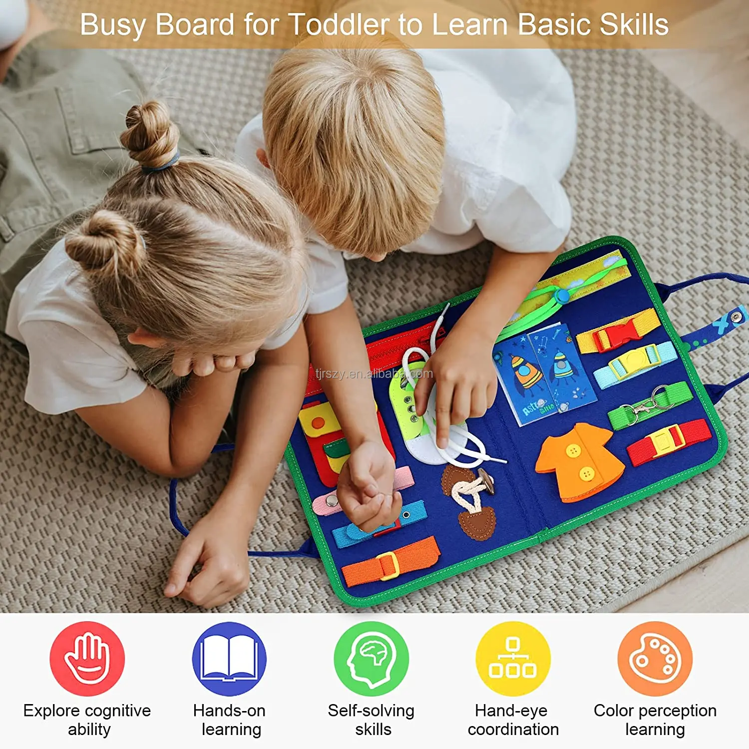 Busy Board for Toddlers 1 2 3 4 Year Old, Sensory Activity Board for Learning Toys, Travel Toys for Toddlers 1-3, Montessori Toy