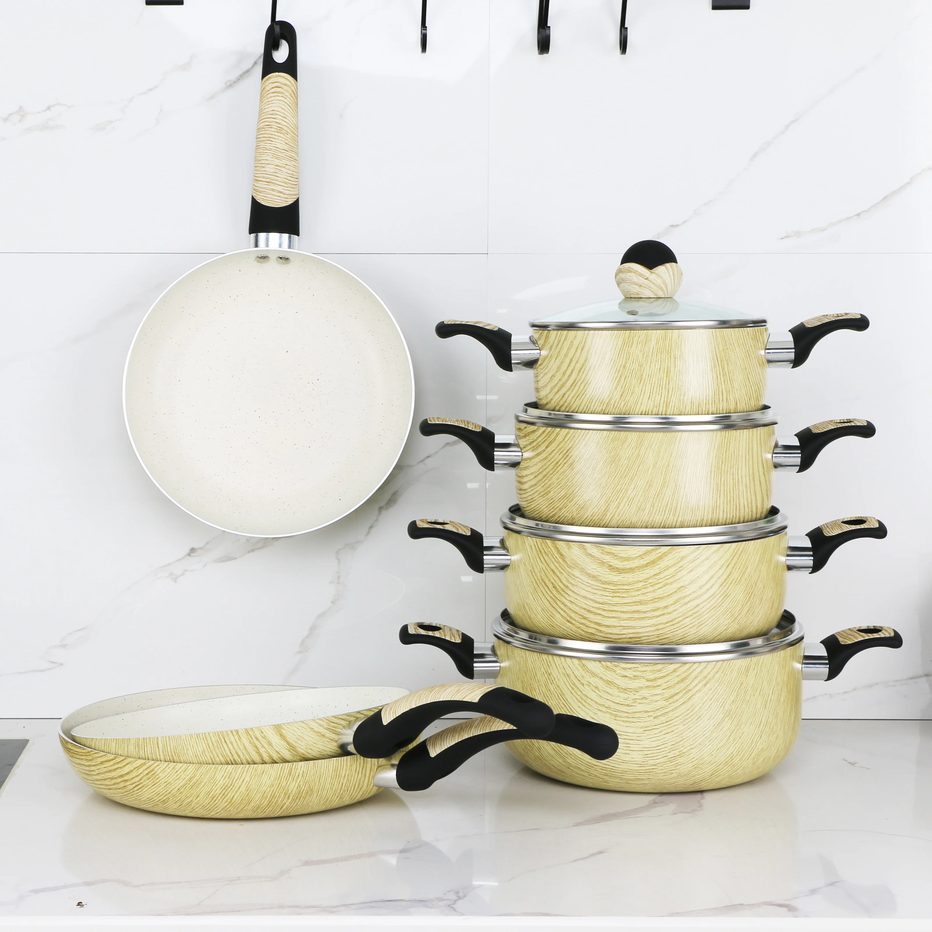 11 Pieces Granite Marble Nonstick Multilayer Heavy Duty High Quality