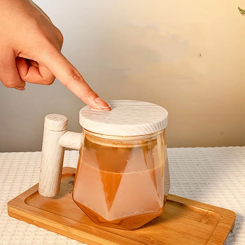 Multi Color Custom Logo 400ML Smart Self Stirring Mug Auto Self Mixing Glass Cup for Coffee