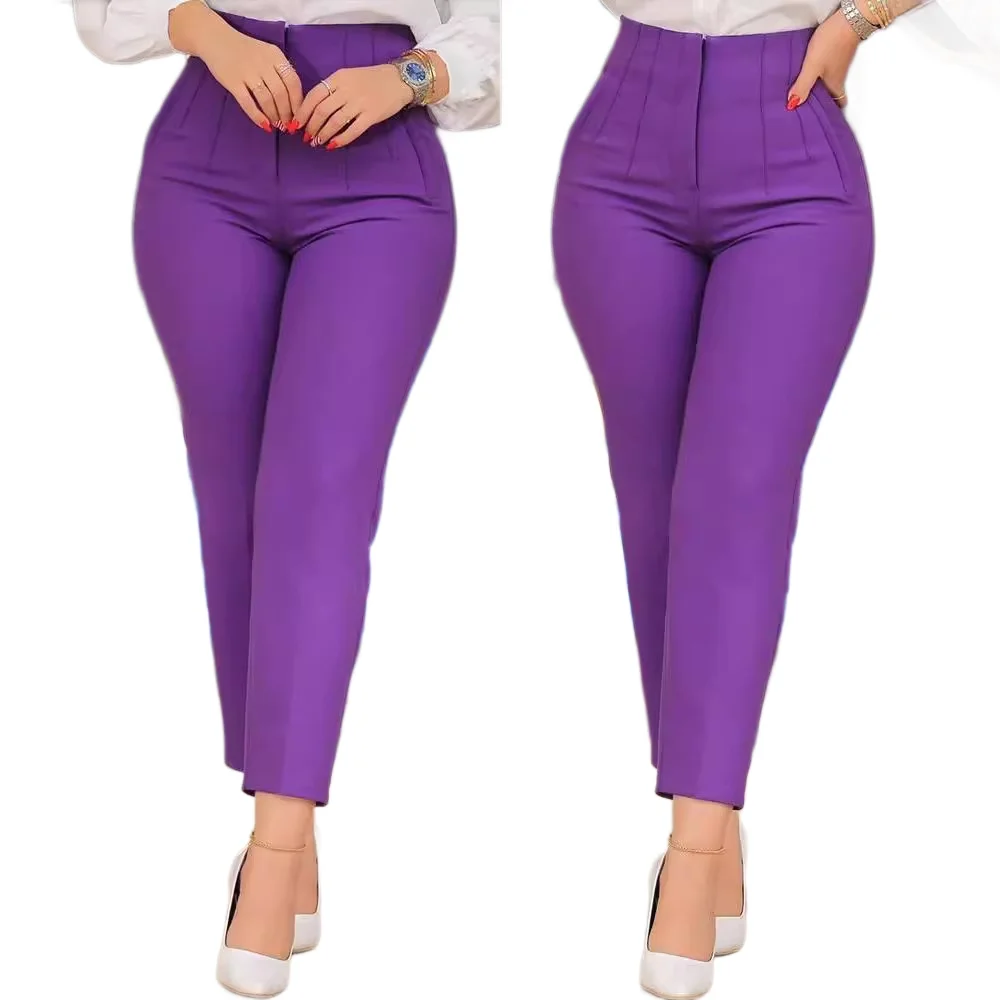 high waisted dress pants for sale Final Sale Plus Size High Waist Ruffle Pants Chambray in Dark Denim Color main image 0