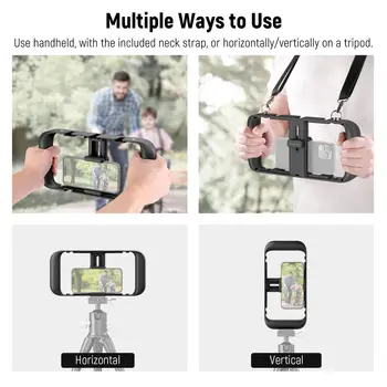 Universal Phone Cage Smartphone Video Rig Kit with Cold Shoe Tripod Mount NEEWER Smartphone Video Rig with Neck Strap detail image