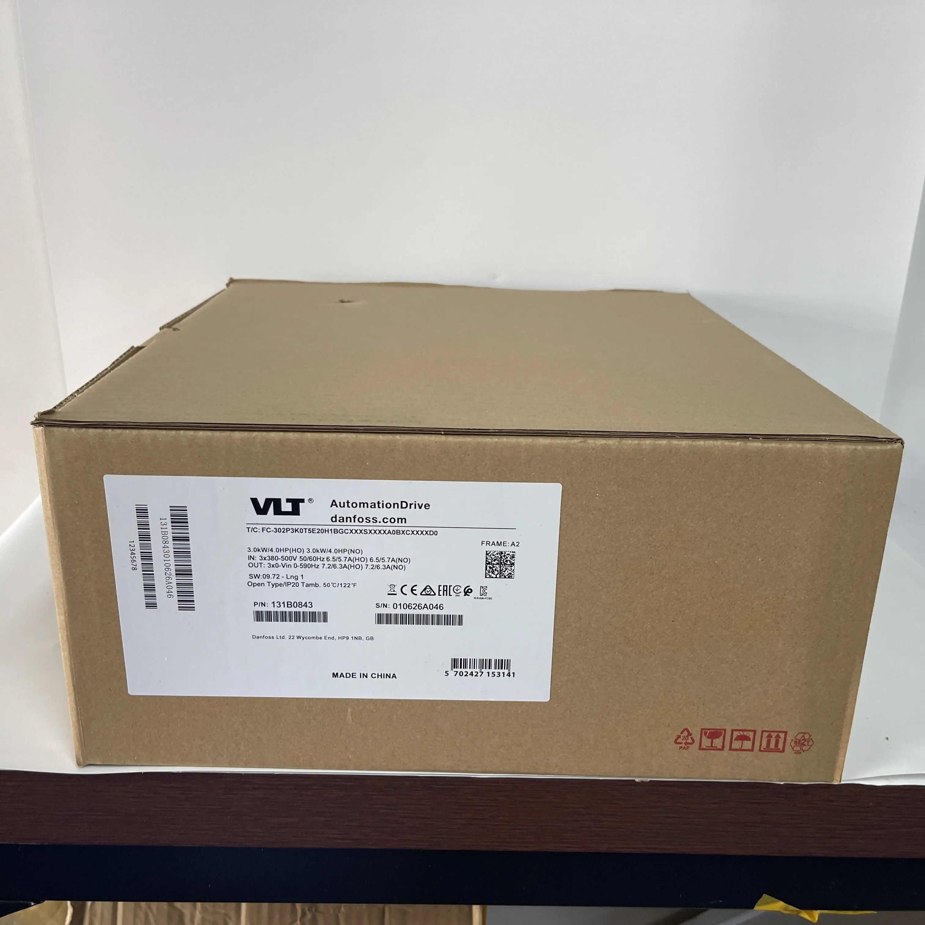 Danfoss Automation Drive Variable Frequency Drive FC-302P3K0T5E20H1BGCXXXSXXXXA0BXCXXXXD0  P/N: 131B0843 