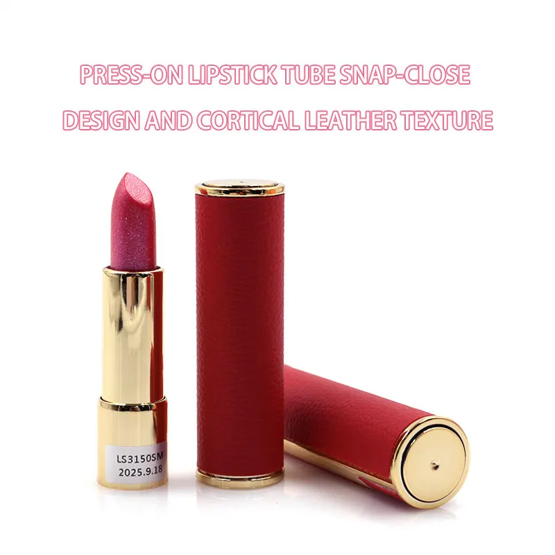 product custom logo luxury leather press on lipstick metallic pearl shimmer lip stick long lasting for daily party makeup-6
