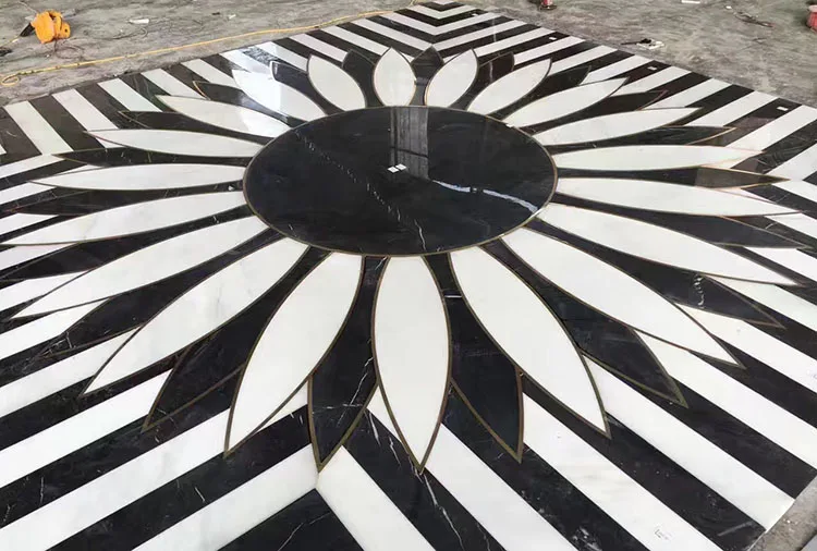 product natural marble mosaic art marble inlay flooring design waterjet medallion mosaic pattern273-11