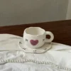 Tazza con fiocco nero e cuore viola, 300 ml, con piattino