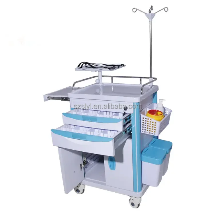 ABS Emergency Cart  Medical Emergency Trolley Caters With Big Drawers