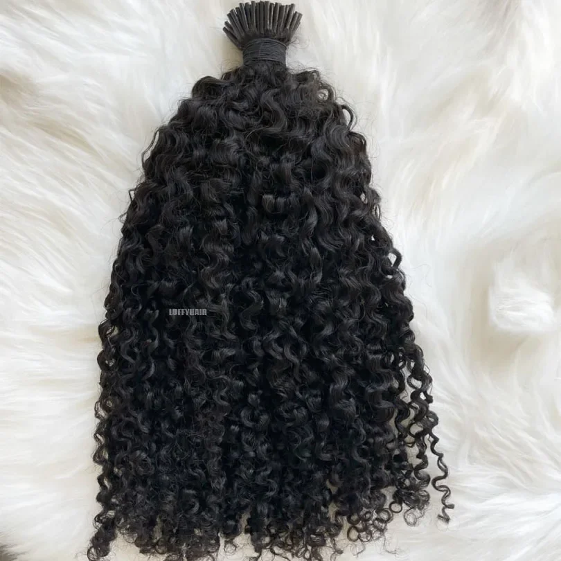 300 Strand Kinky Curly Microlinks Human Hair Extensions_voghion.com