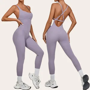 One Piece Waistline Bodysuit Backless Adjustable Cross Butt Lifting Elegant Sportswear Gym Clothing Jumpsuit