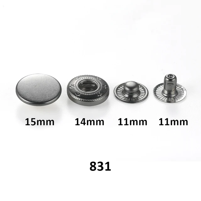 20 Years Metal Snap Button Factory 15MM Custom Brass Spring 4 Parts Snap Fastener for Garment Accessories