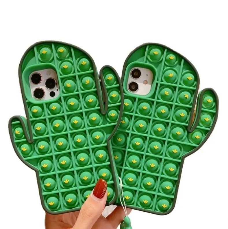 2021 Newest design Fidget Toy foxmind Cactus style Phone Case Soft Silicone Back Cover Shockproof .ular It Phone case