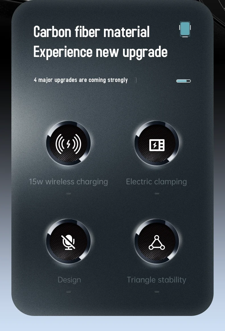 Aluminum Alloy iPhone Wireless Charger with 12-24V Voltage and FOD Automatic Recognition for Hands-Free Car Use