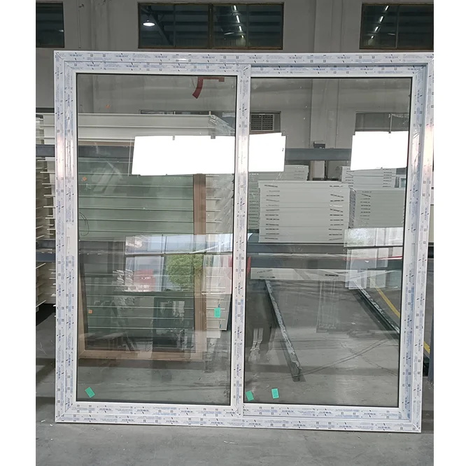 Clear Glass Custom Sliding Window Grill Design Upvc Pvc Vinyl Plastic Frame Window Double Glazed Sound Insulation Slide windows