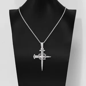Custom  Silver 18k Gold Moissanite  Sword and Heart Necklace