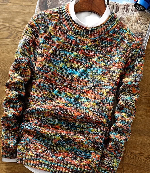 2024 Winter men's sweater thick-knit crew neck with long-sleeved jacket_voghion.com