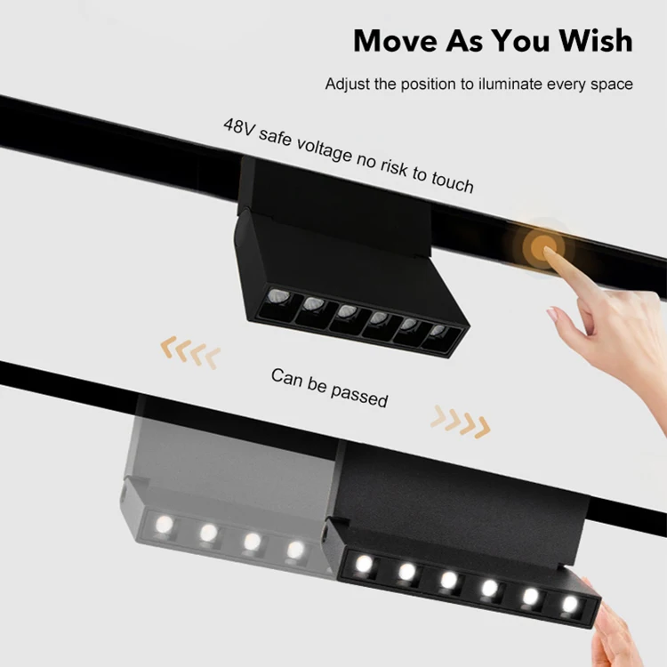 Magnetic Track Light Embedded Led Spotlight 48v 0-10v Dali Dimming Indoor Lighting Magnetic Track Light
