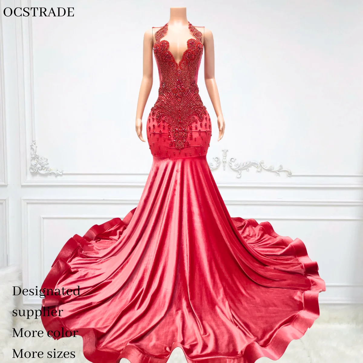 Ocstrade Moq 1 Accept Custom Made Wedding Party Dress Evening Bling Red  Rhinestonecrystal Beaded Prom Maxi Dresses Ball Gown| Alibaba.com