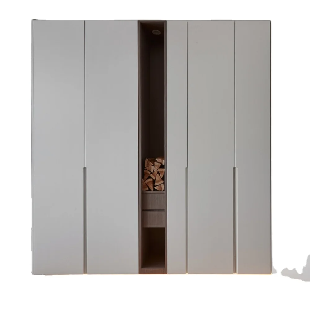 Modern Home Minimalist Design Wardrobe Custom Bedroom Furniture Wood Armoire Melamine Finish Closets with Inner Dressing Mirror