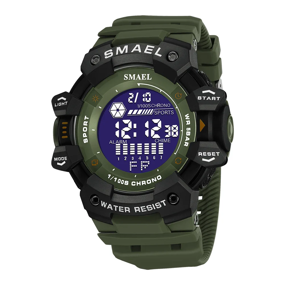 SMAEL 8072 Orologio Sportivo Uomo, Display Analogico-Digitale, 50m Impermeabile, Cronometro E Sveglia, Cinturino Robusto (Nero/Oro)