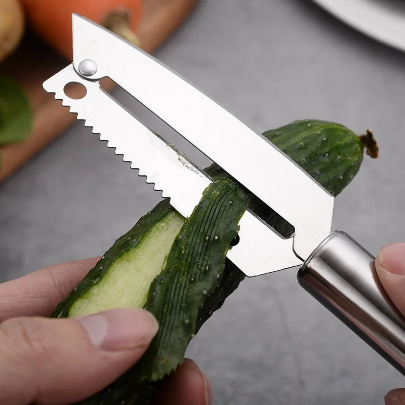 Pelador de Verduras Manual de Acero Inoxidable con Mango de Acero para Pelar, Juego de 3 Piezas, Cortador de Frutas de Cocina