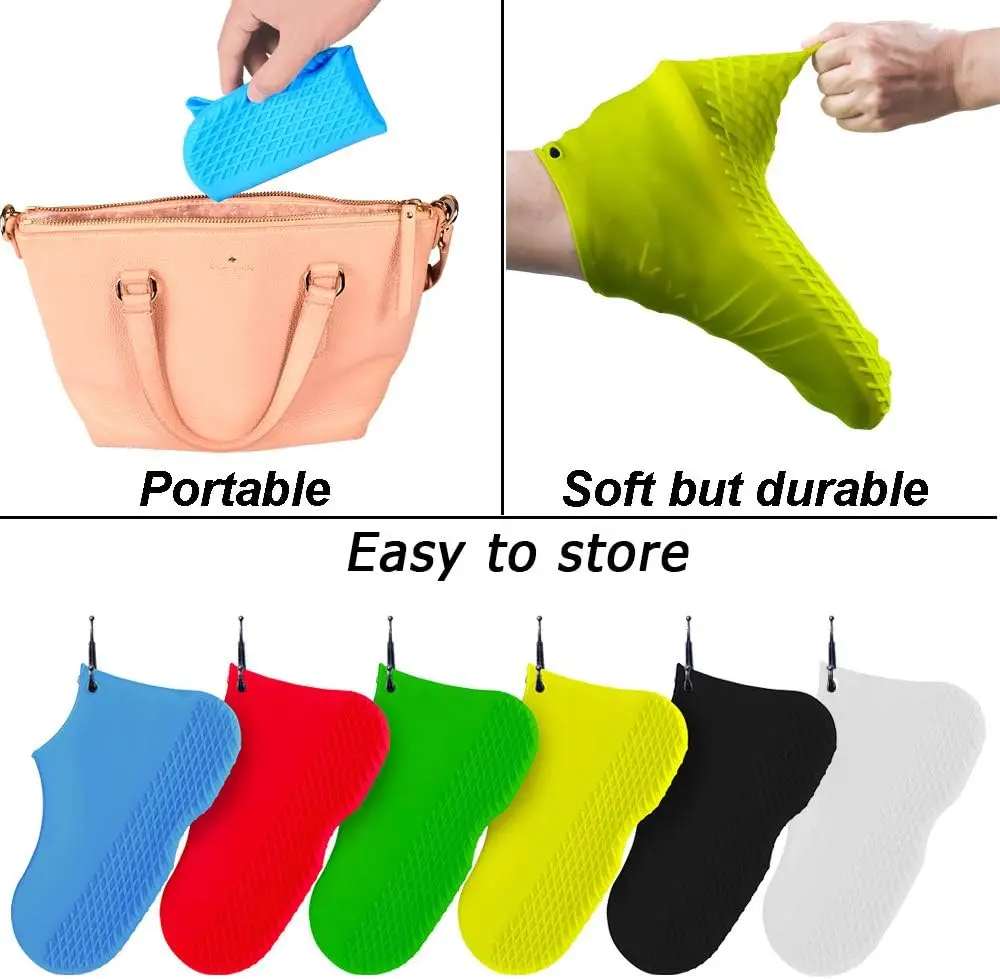 Multi Colour Silicone Waterproof Rain Protective Reusable Shoes Cover Raincoats for Unisex Adult Kids Hiking