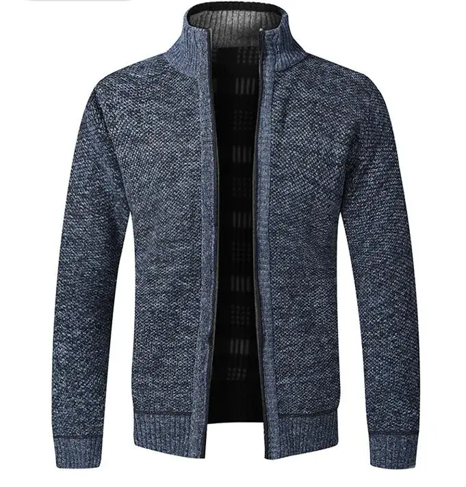 Knitted Cardigan Jacket Men's Winter Plush Thickened Warm and Cold proof Slim Fit Sweater Coat_voghion.com