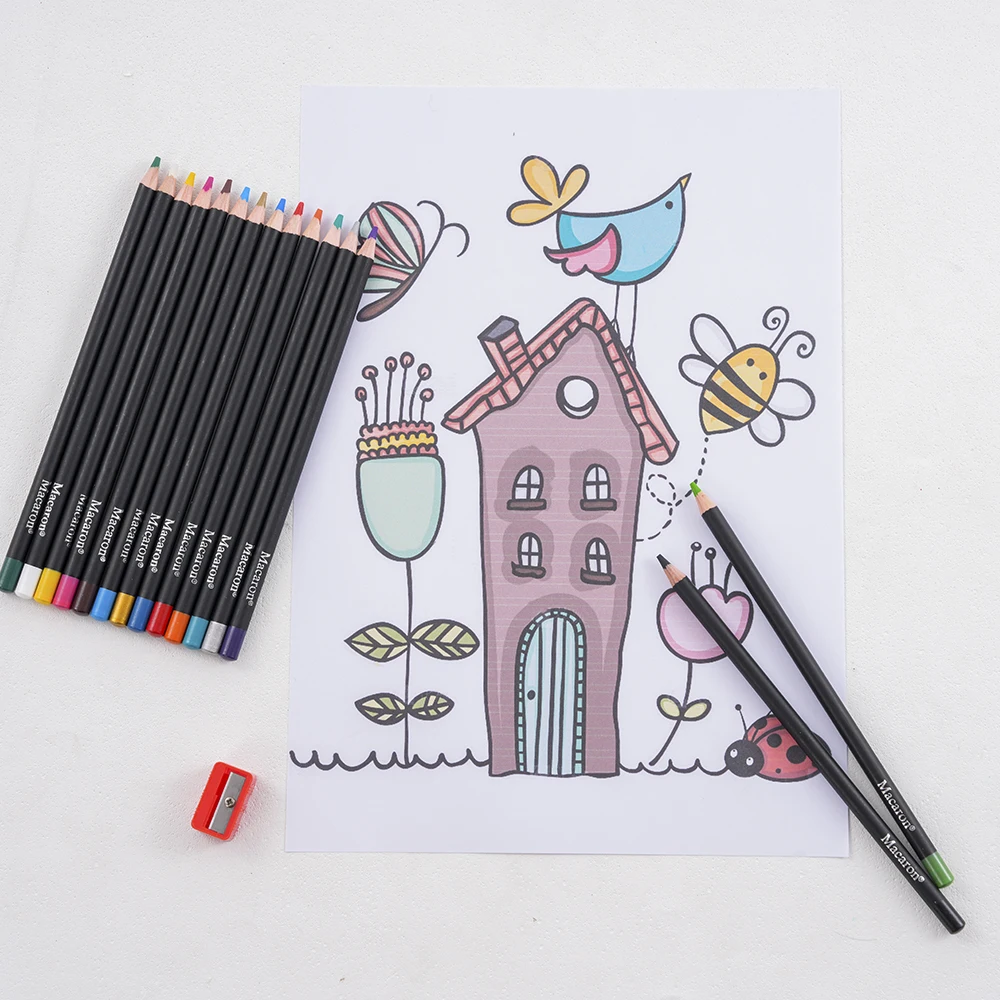 Macaron Colored Set 15 Colors With Sharpener Soft Professional Drawing Pencils For Artists Kids_voghion.com