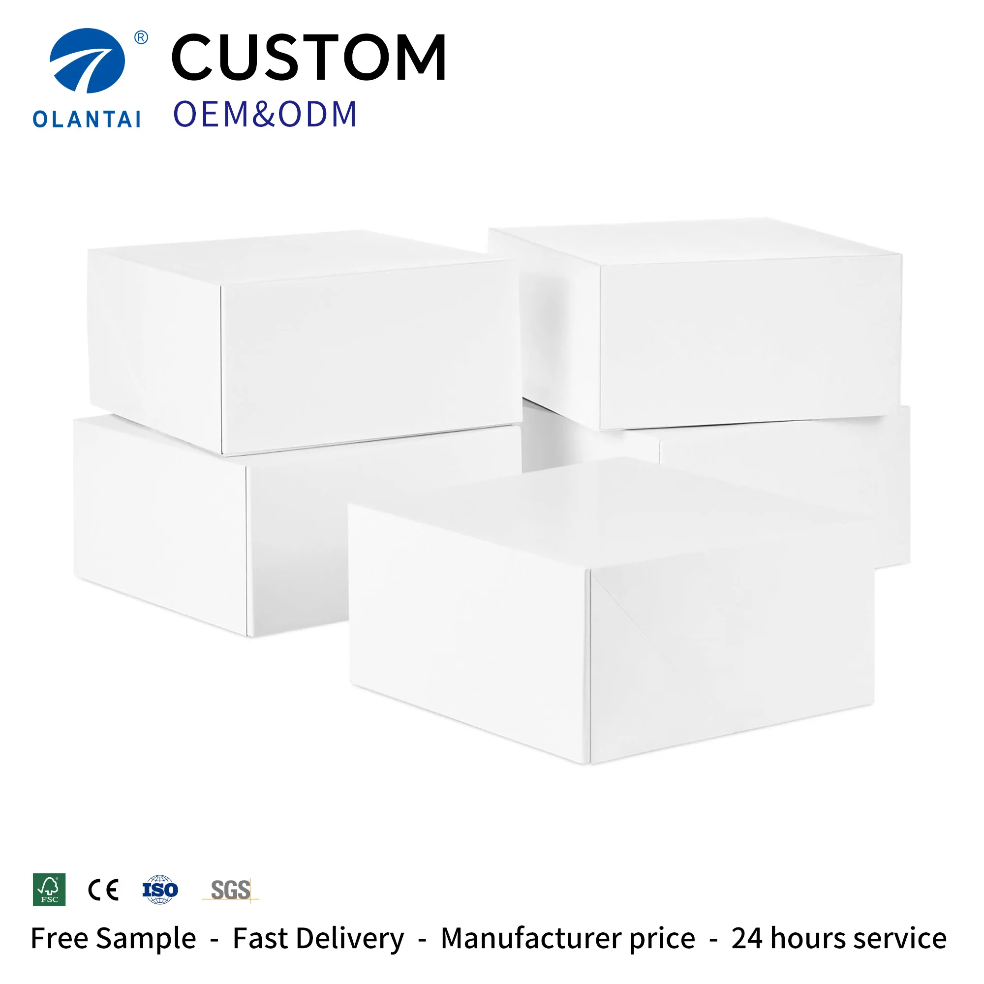 White Eco-Friendly Reusable Rigid Folding Gift Box Made Kraft Paper Four-Color Flexographic Printing Customized Colors Gift